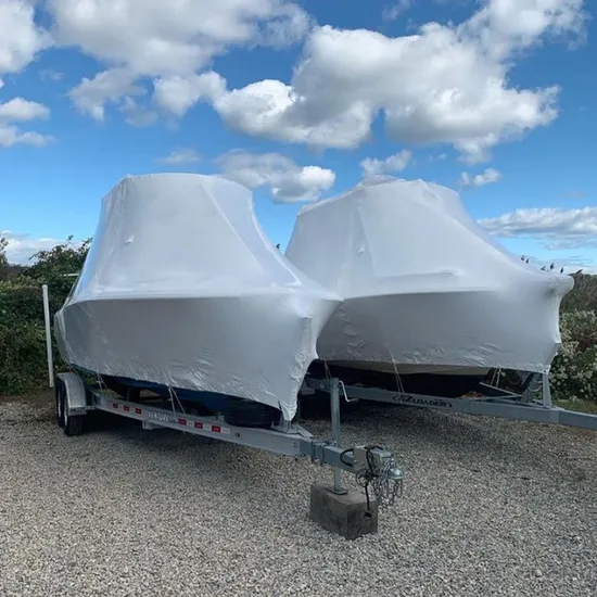 Degradable PE Plastic White Blue Boat Shrink Wrap Shrink Film The Economic Way for Your Package Service 